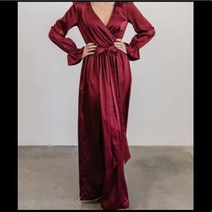 Baltic Born Holly Satin Maxi Dress Cranberry NWT